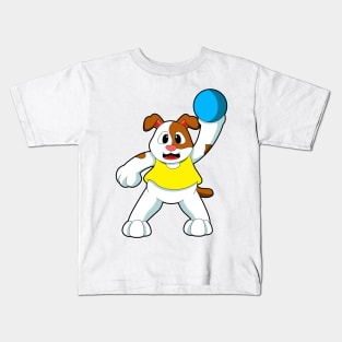 Dog as Handball player with handball Kids T-Shirt